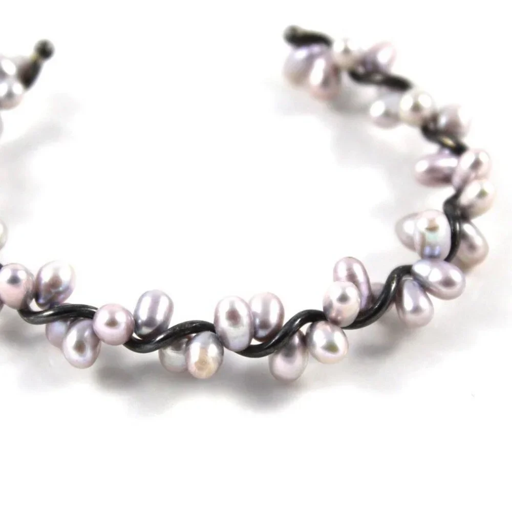 Elegant Freshwater Pearl Open Cuff Bracelet